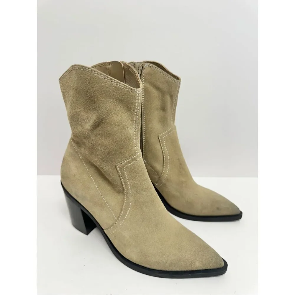 BP. Surina Western Boot in Tan Smoke Size‎ 5.5 Leather Block Heel